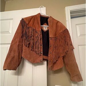 Vintage western fringe leather jacket